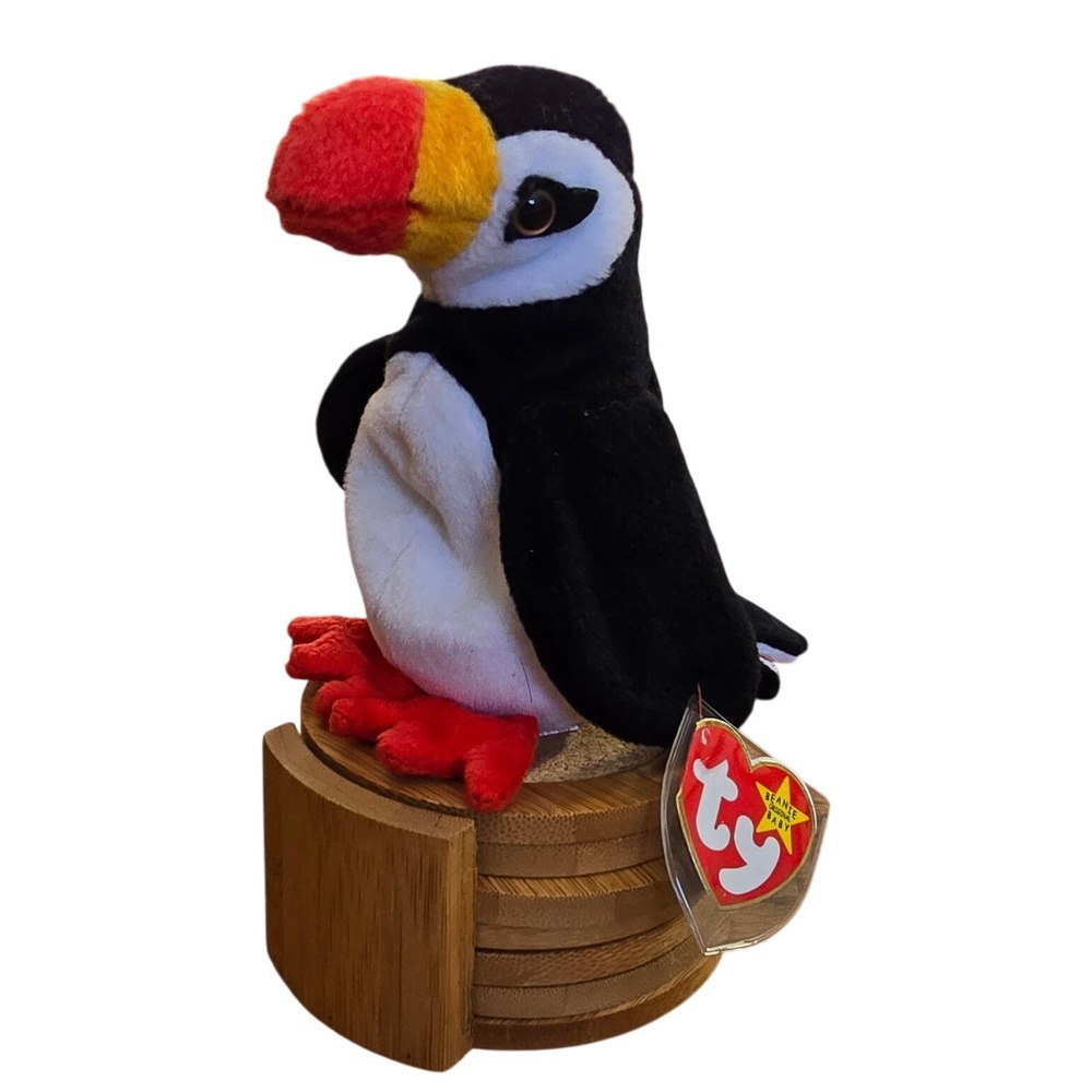Ty Beanie Baby Puffer the Puffin Plush Bird Black White Red Yellow 1997‎ Vintage